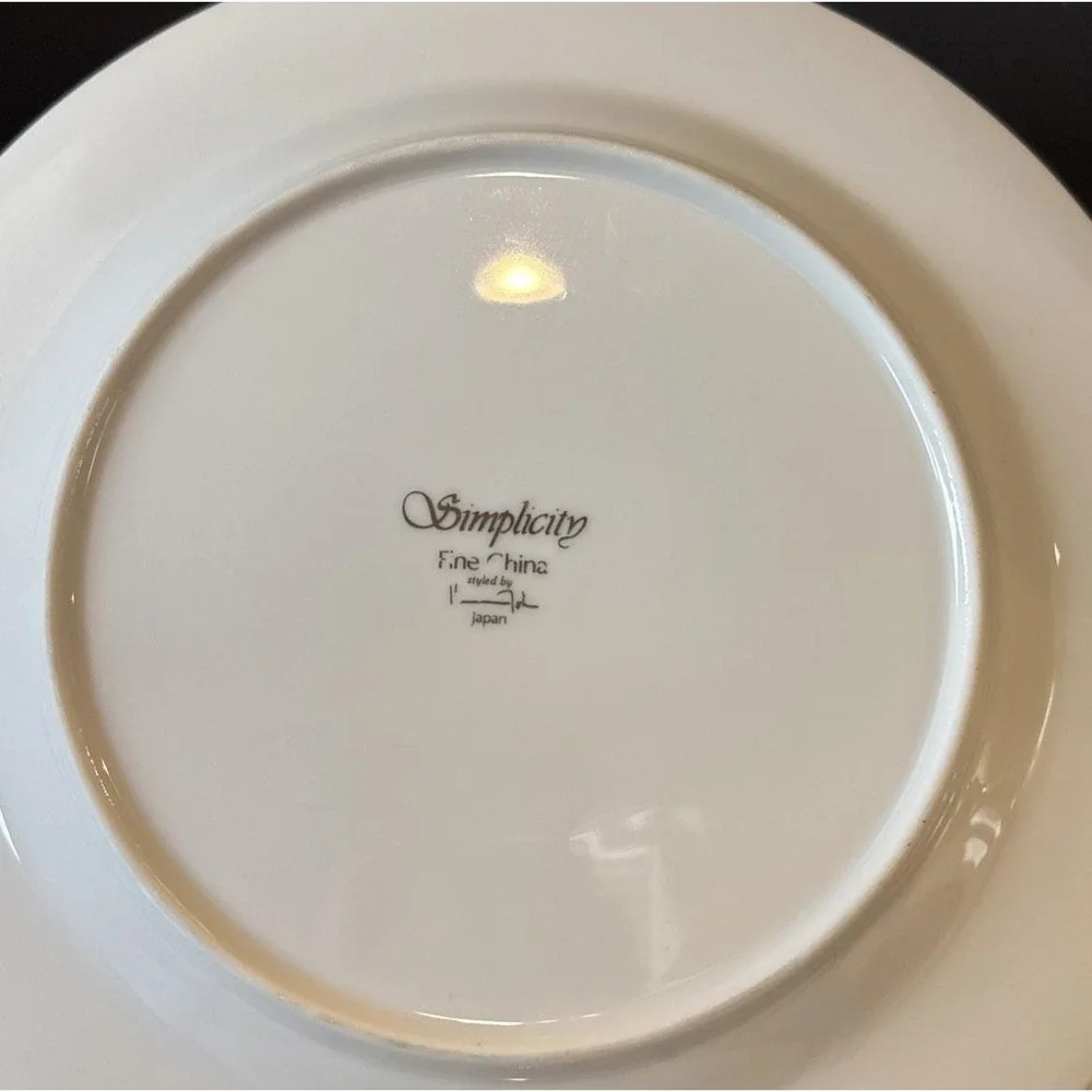 Simplicity Fine China Japan White Silver Trim Dinner Plate Plates Set Of‎ 4 VTG